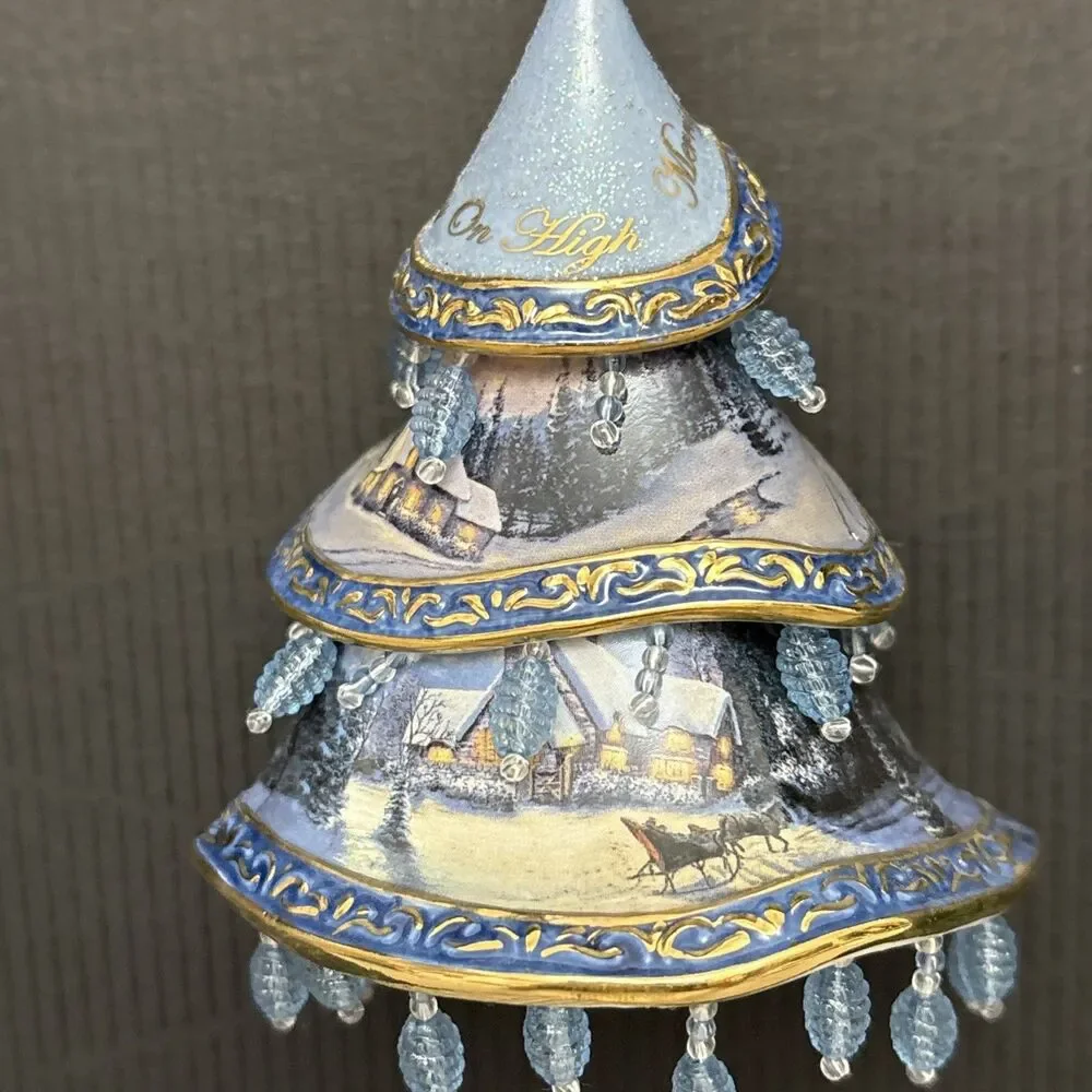 Thomas Kinkade Classic Ornaments, 2 Decorated Christmas Tree, White & Nativity